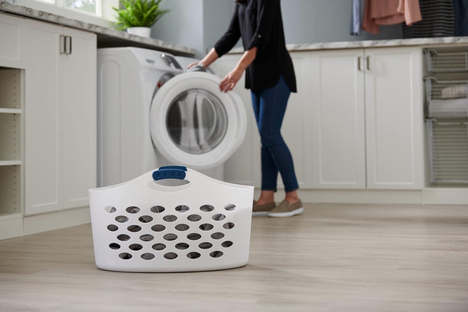 imageRubbermaid 15 Bushel Capacity Durable Versatile Flex N Carry Portable Flexible Laundry Basket With Convenient Carrying Handles White Organization and Storage for LaundryGarageHomeWide Basket