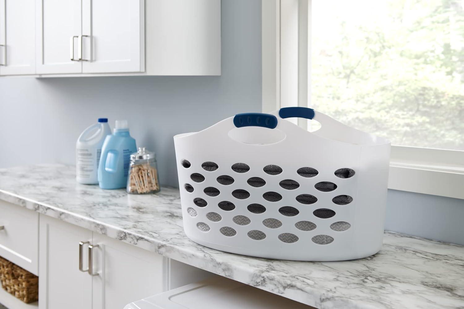 imageRubbermaid 15 Bushel Capacity Durable Versatile Flex N Carry Portable Flexible Laundry Basket With Convenient Carrying Handles White Organization and Storage for LaundryGarageHomeWide Basket