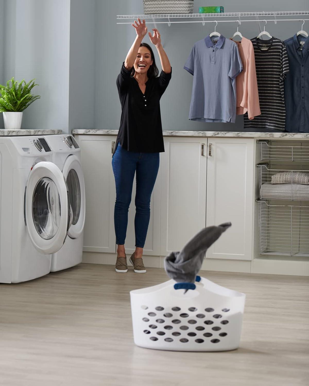 imageRubbermaid 15 Bushel Capacity Durable Versatile Flex N Carry Portable Flexible Laundry Basket With Convenient Carrying Handles White Organization and Storage for LaundryGarageHomeWide Basket