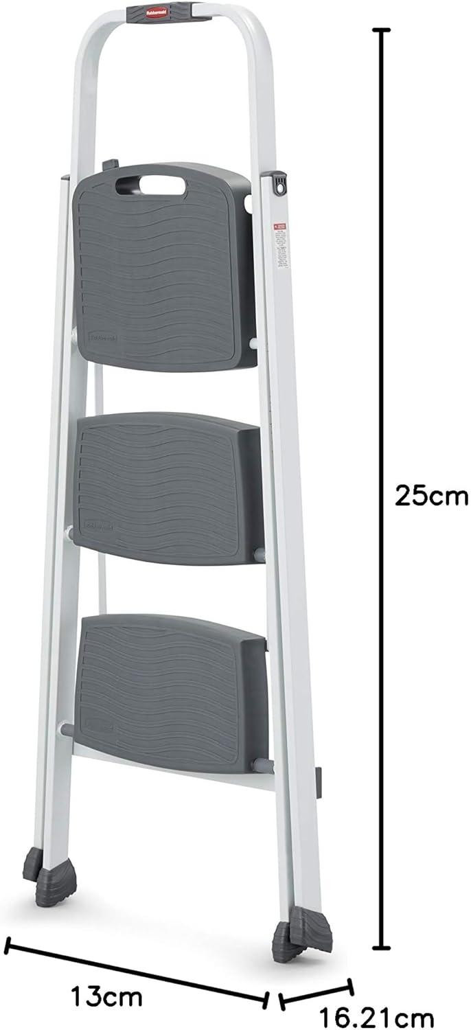 imageRubbermaid 3Step Steel Ladder Folding Step Stool with Hand Grip and NonSlip Feet White Tested to ANSI US Safety Standards No Assembly Required Amazon ExclusiveWhite Finish
