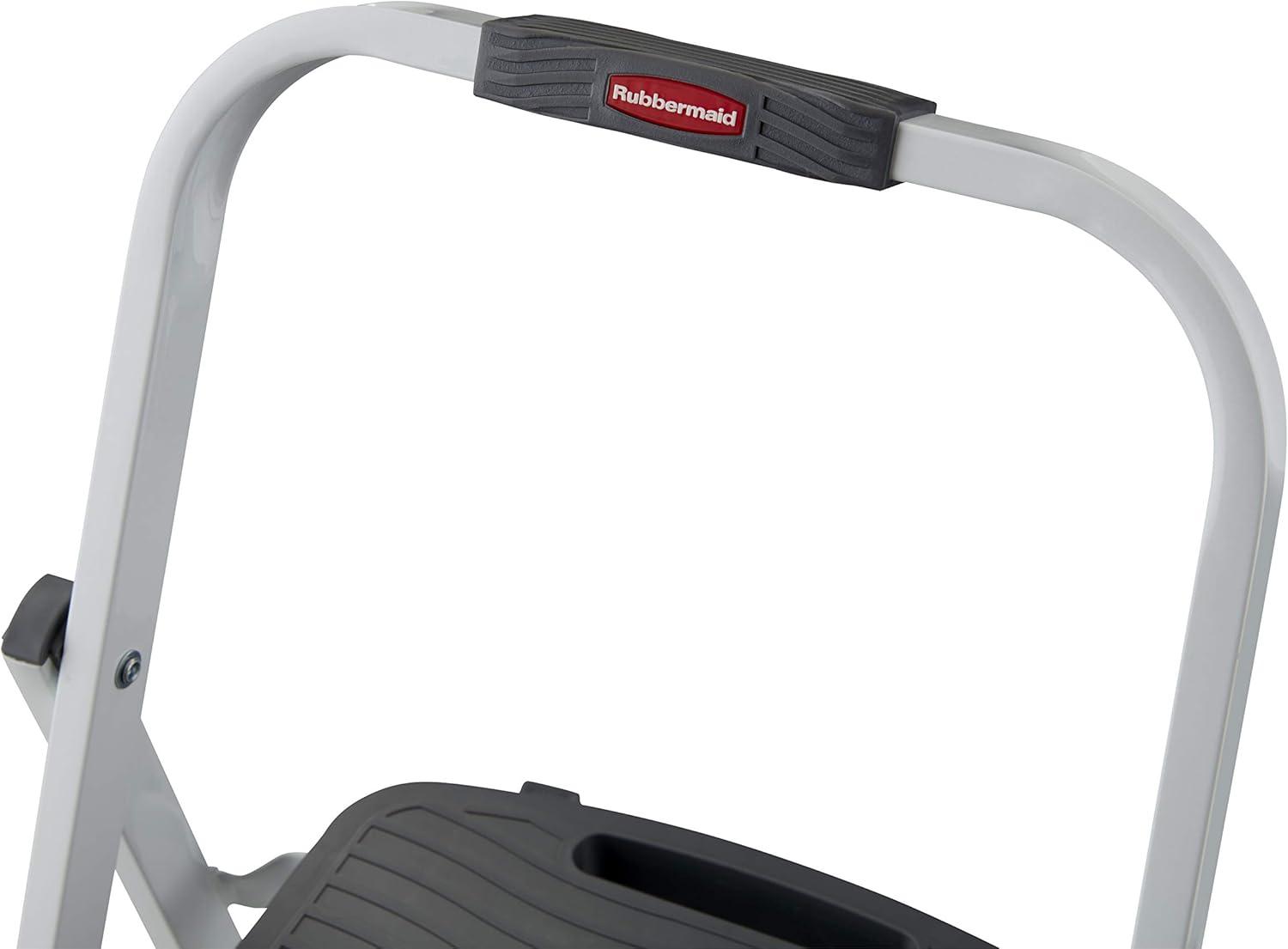 imageRubbermaid 3Step Steel Ladder Folding Step Stool with Hand Grip and NonSlip Feet White Tested to ANSI US Safety Standards No Assembly Required Amazon ExclusiveWhite Finish