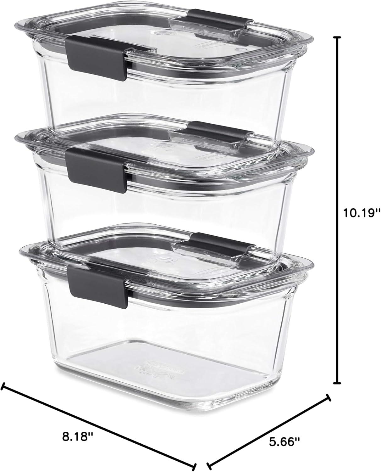 imageRubbermaid Brilliance Glass Round LeakProof 6Piece Set Food Storage Containers Food Containers with Lids Meal Prep ContainersSet of 3 47 Cup Containers