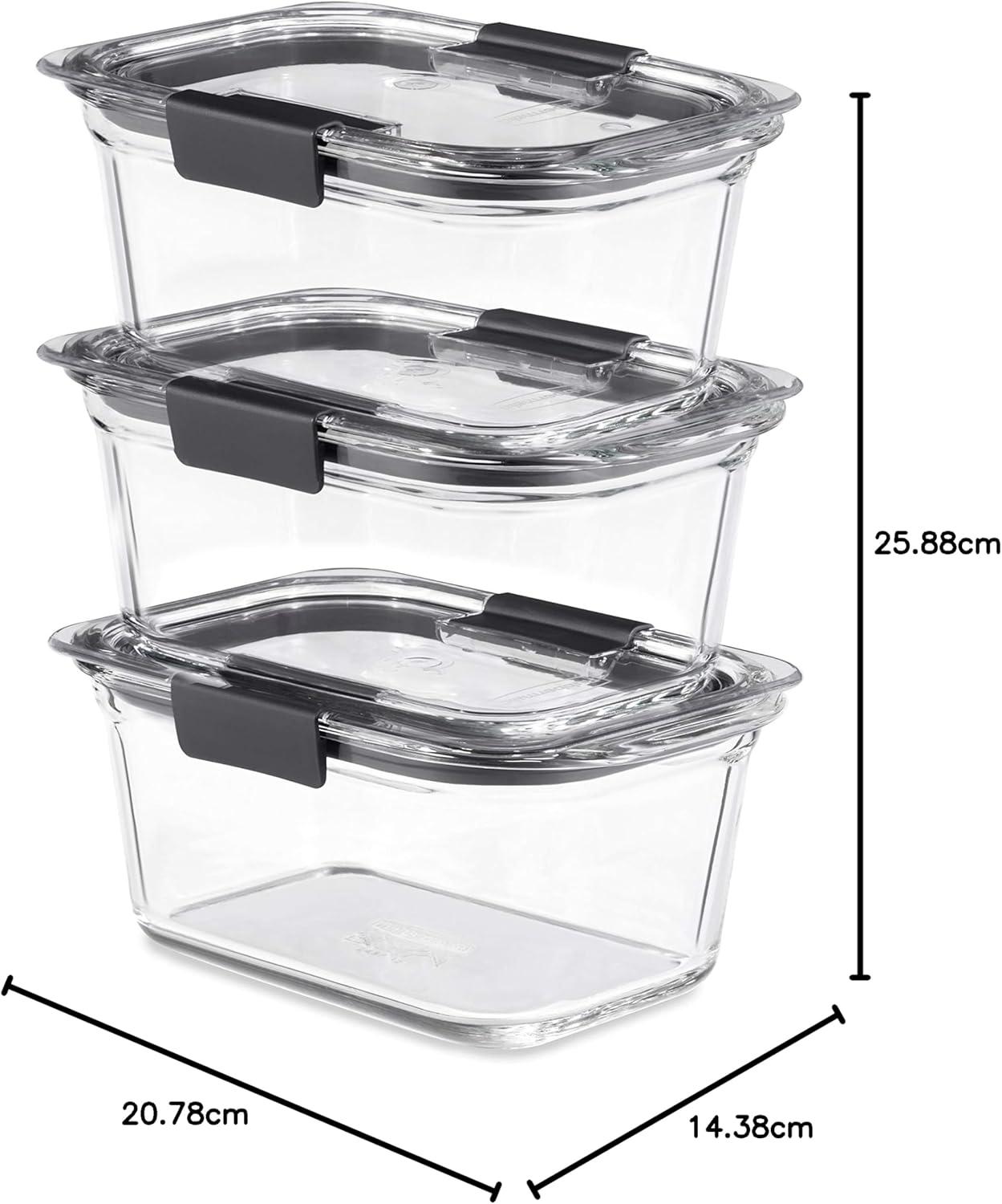 imageRubbermaid Brilliance Glass Round LeakProof 6Piece Set Food Storage Containers Food Containers with Lids Meal Prep ContainersSet of 3 47 Cup Containers