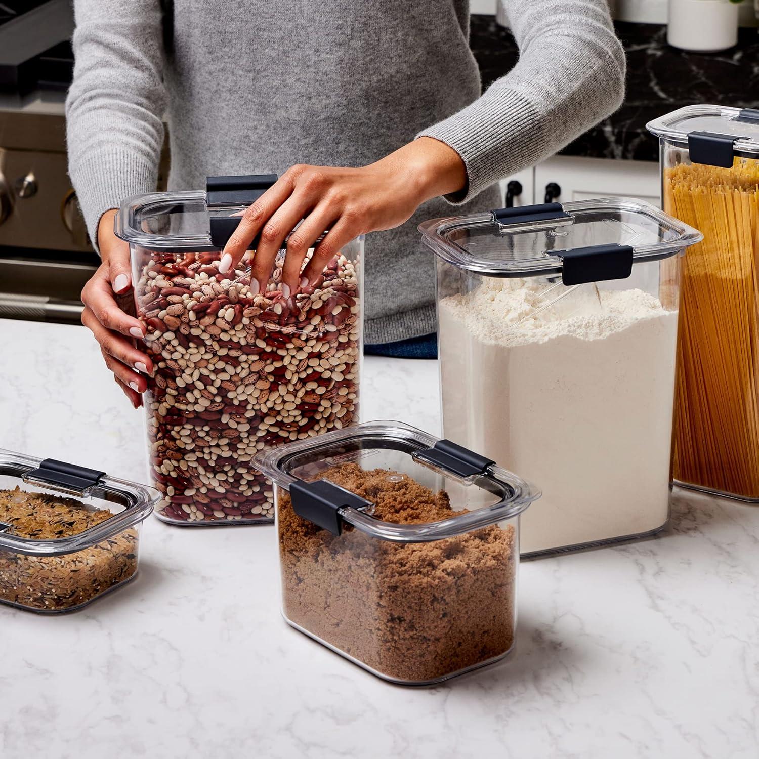 imageRubbermaid Brilliance Pantry 10 Piece Set Clear and Airtight Food and Pantry Storage ContainersSet of 14 Assorted Containers