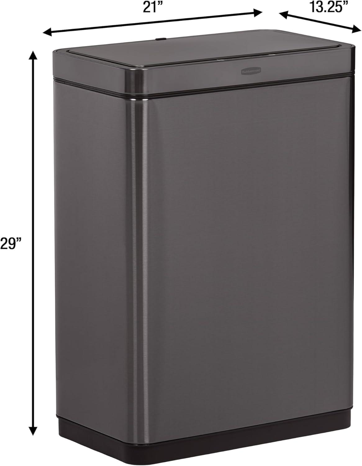 imageRubbermaid Elite Stainless Steel Slim Sensor Trash Can 12Gallon Batteries Included Charcoal Wastebasket for HomeKitchenHotelLobbyOffice 118GSensor