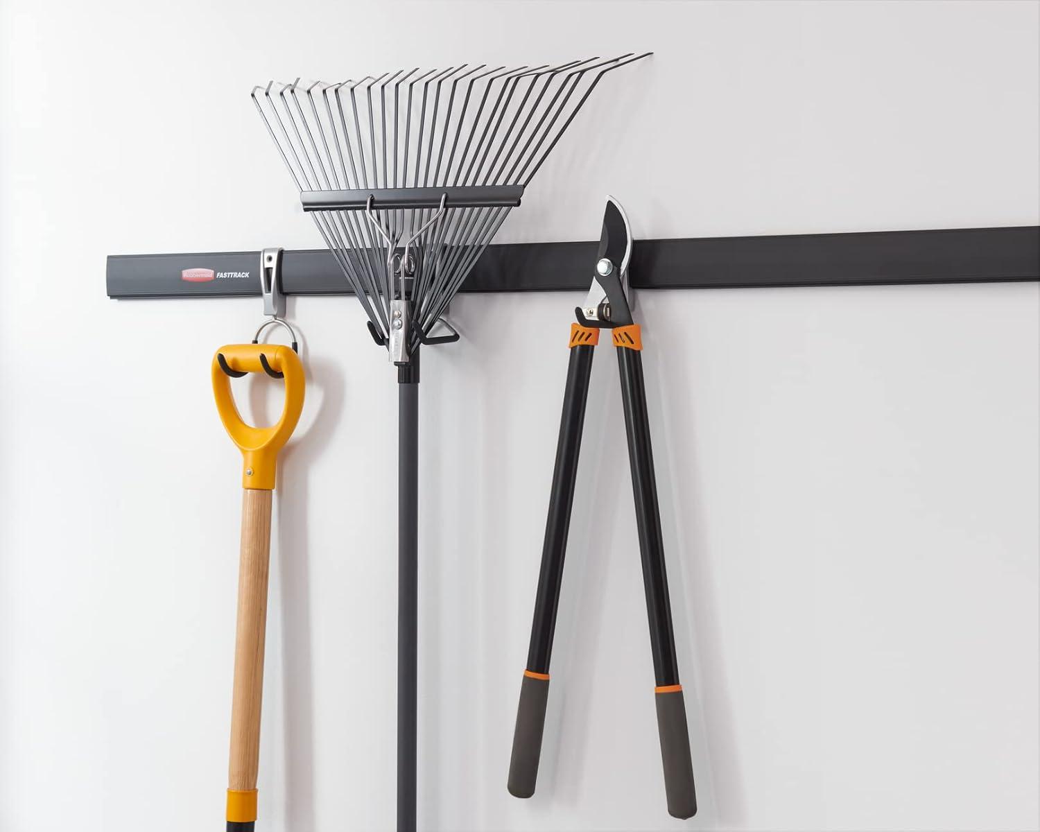 imageRubbermaid FastTrack 2Handle Hook S Hook Mounted Garage Storage and Space Saving Organization System Metallic PowderCoated Steeel for RakesBroomsToysLaddersIndividual