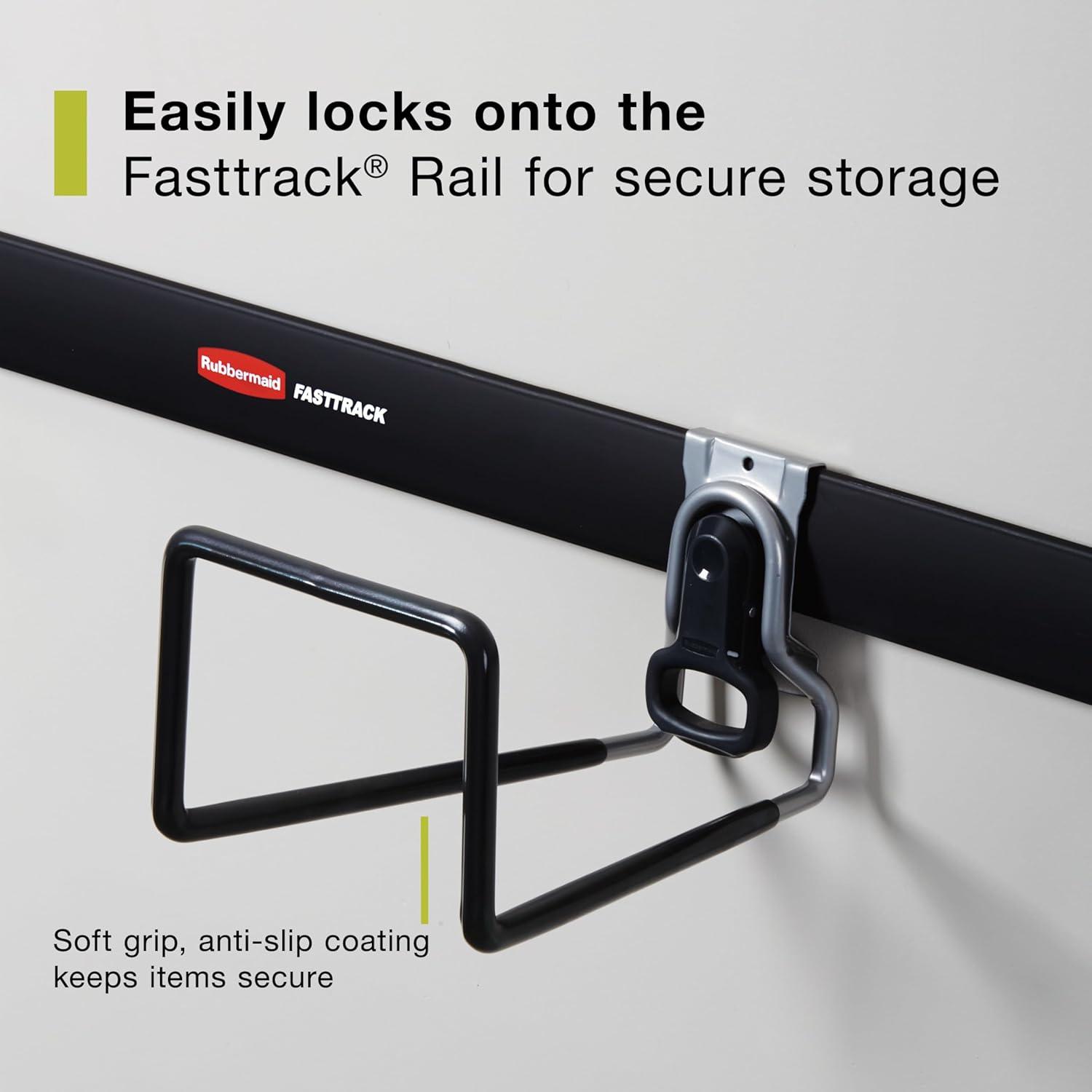 imageRubbermaid FastTrack 2Handle Hook S Hook Mounted Garage Storage and Space Saving Organization System Metallic PowderCoated Steeel for RakesBroomsToysLaddersIndividual