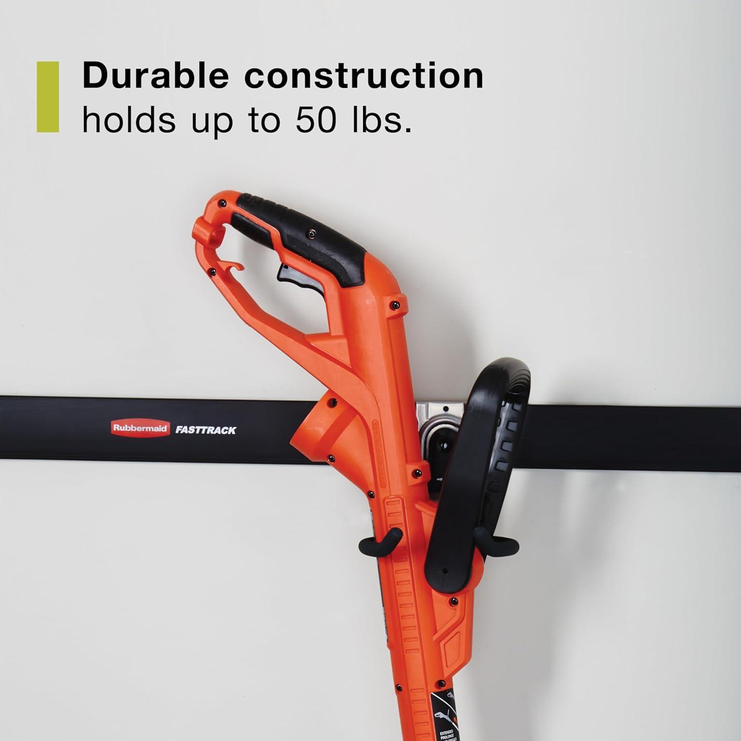 imageRubbermaid FastTrack 2Handle Hook S Hook Mounted Garage Storage and Space Saving Organization System Metallic PowderCoated Steeel for RakesBroomsToysLaddersIndividual