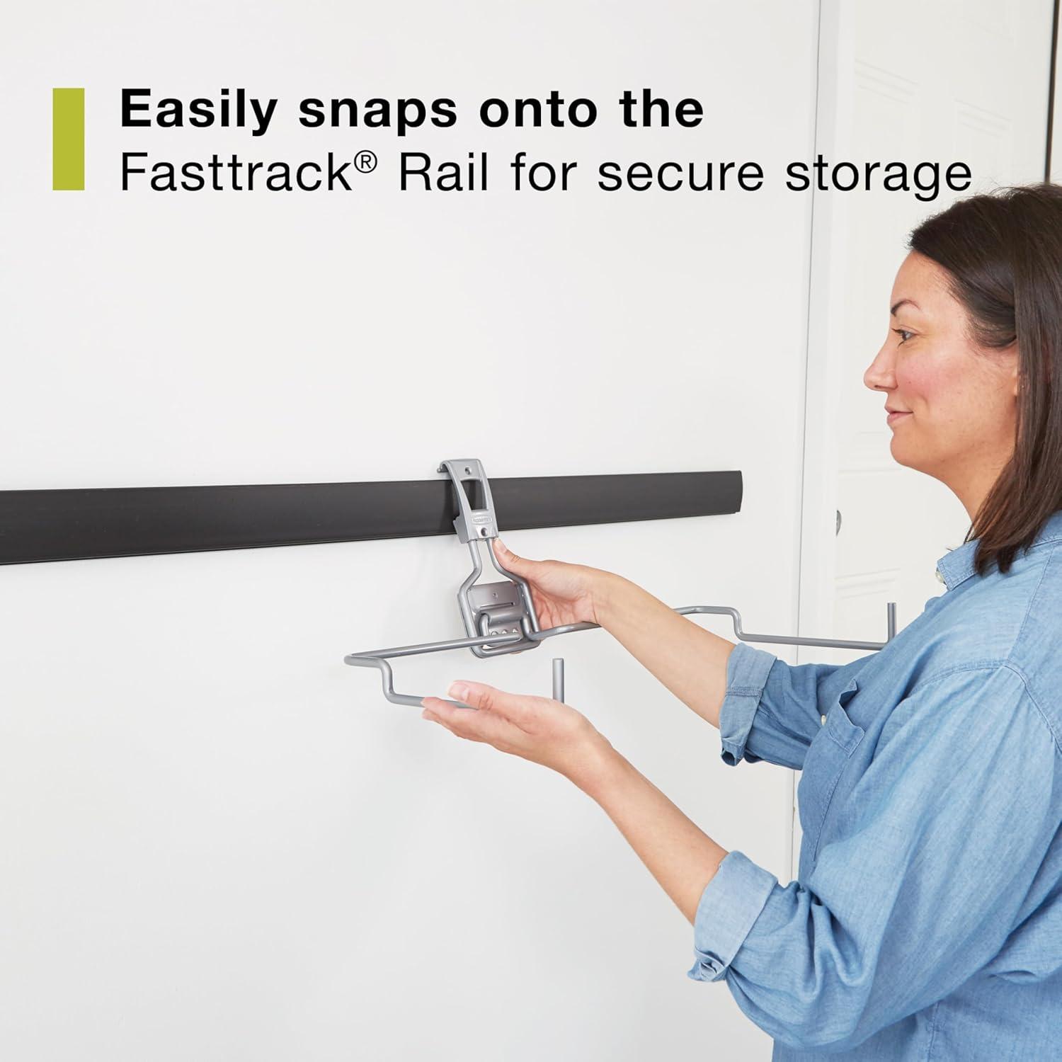 imageRubbermaid FastTrack 2Handle Hook S Hook Mounted Garage Storage and Space Saving Organization System Metallic PowderCoated Steeel for RakesBroomsToysLaddersIndividual