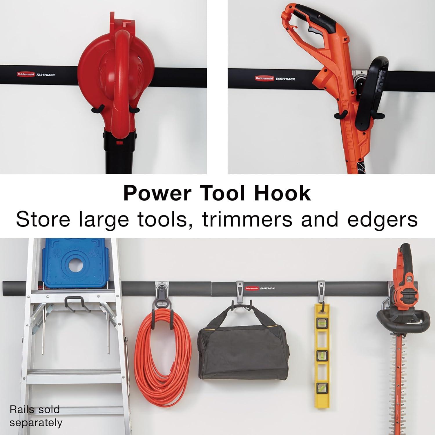 imageRubbermaid FastTrack 2Handle Hook S Hook Mounted Garage Storage and Space Saving Organization System Metallic PowderCoated Steeel for RakesBroomsToysLaddersIndividual