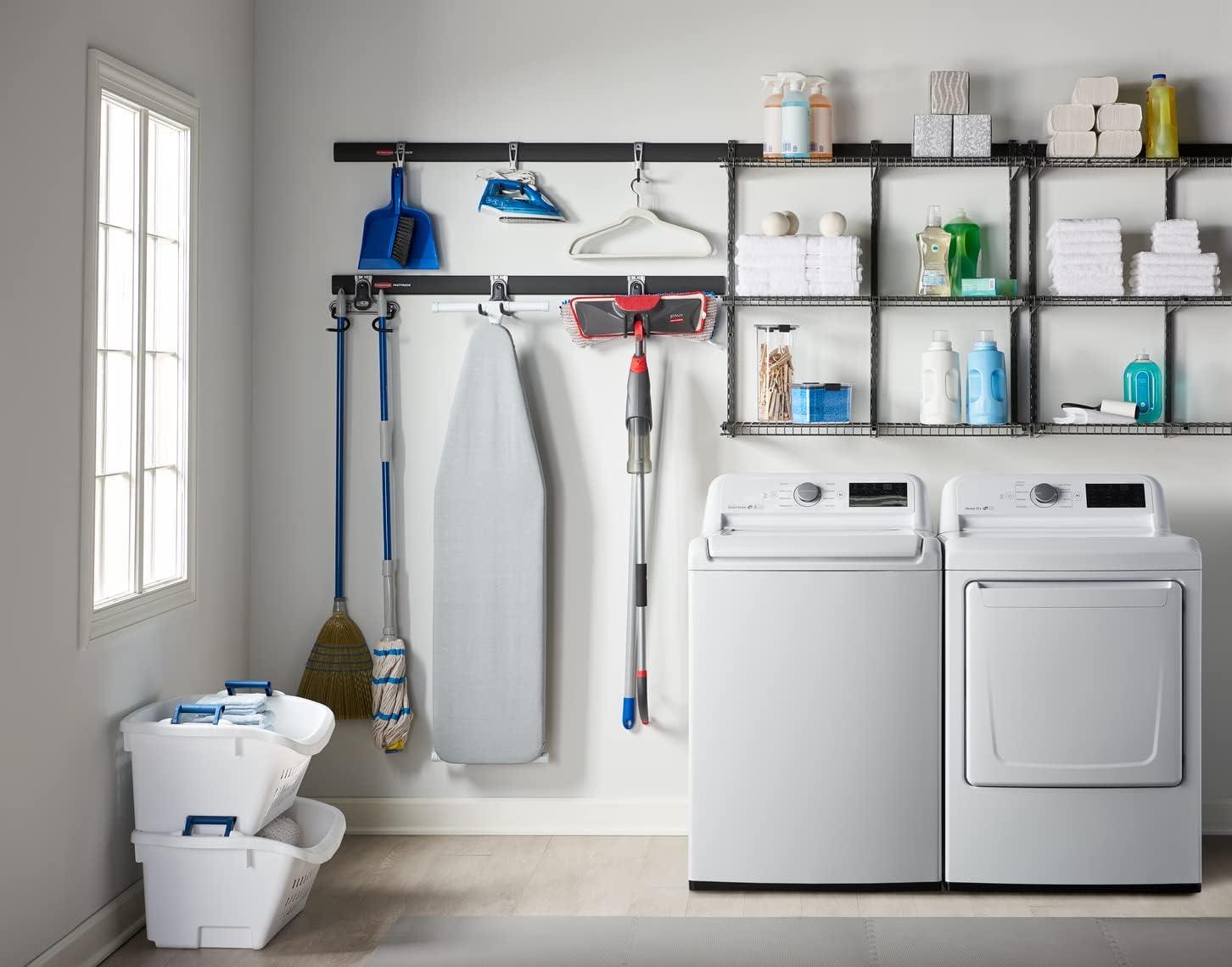 imageRubbermaid FastTrack 2Handle Hook S Hook Mounted Garage Storage and Space Saving Organization System Metallic PowderCoated Steeel for RakesBroomsToysLaddersIndividual