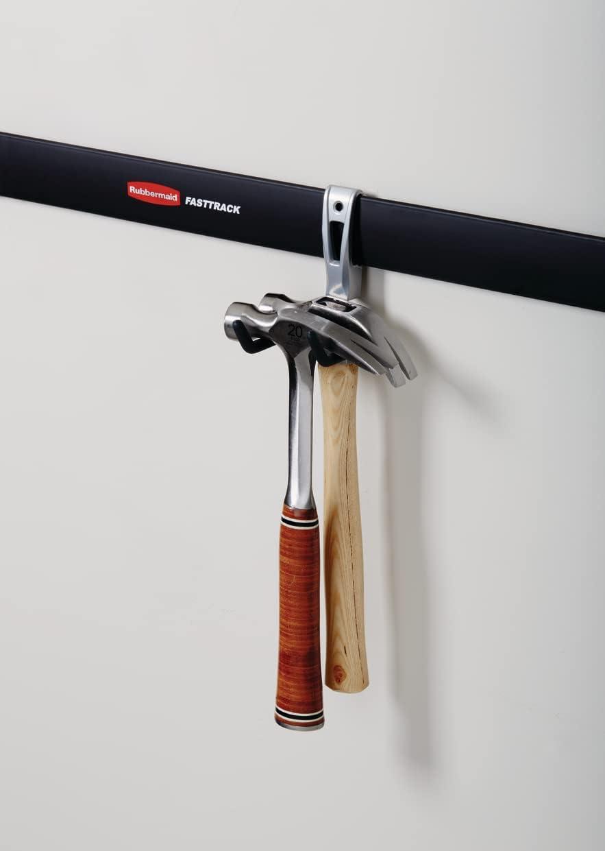 imageRubbermaid FastTrack 2Handle Hook S Hook Mounted Garage Storage and Space Saving Organization System Metallic PowderCoated Steeel for RakesBroomsToysLaddersIndividual
