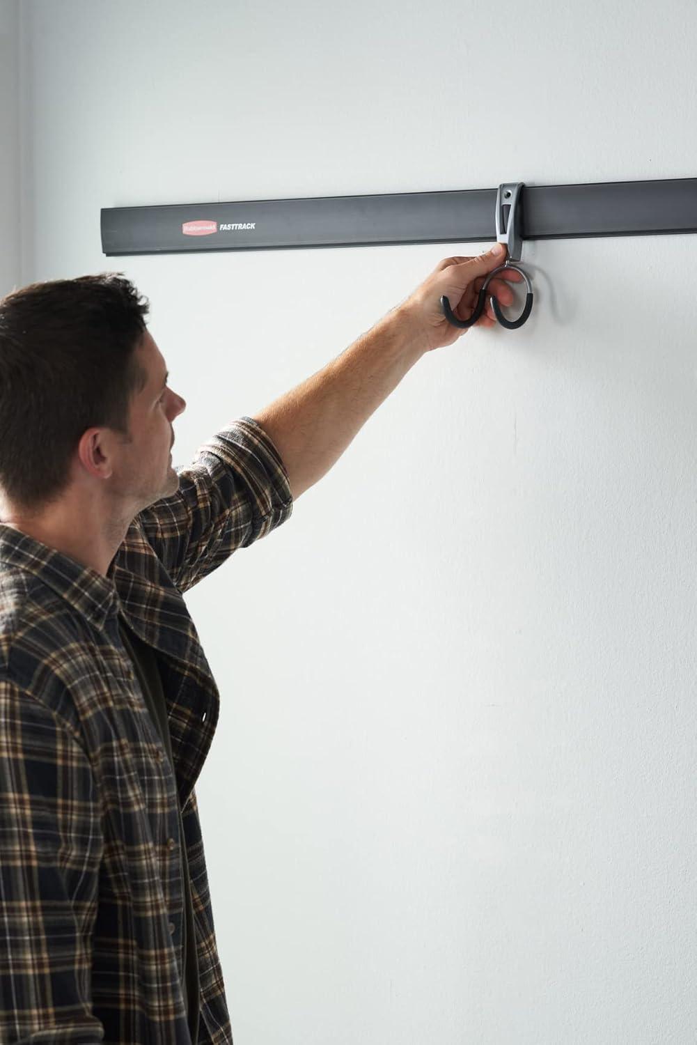 imageRubbermaid FastTrack 2Handle Hook S Hook Mounted Garage Storage and Space Saving Organization System Metallic PowderCoated Steeel for RakesBroomsToysLaddersIndividual