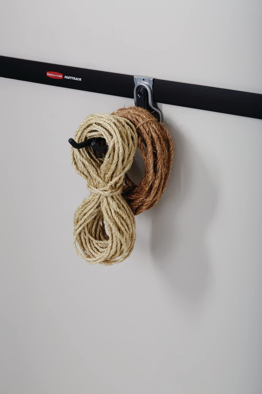 imageRubbermaid FastTrack 2Handle Hook S Hook Mounted Garage Storage and Space Saving Organization System Metallic PowderCoated Steeel for RakesBroomsToysLaddersIndividual