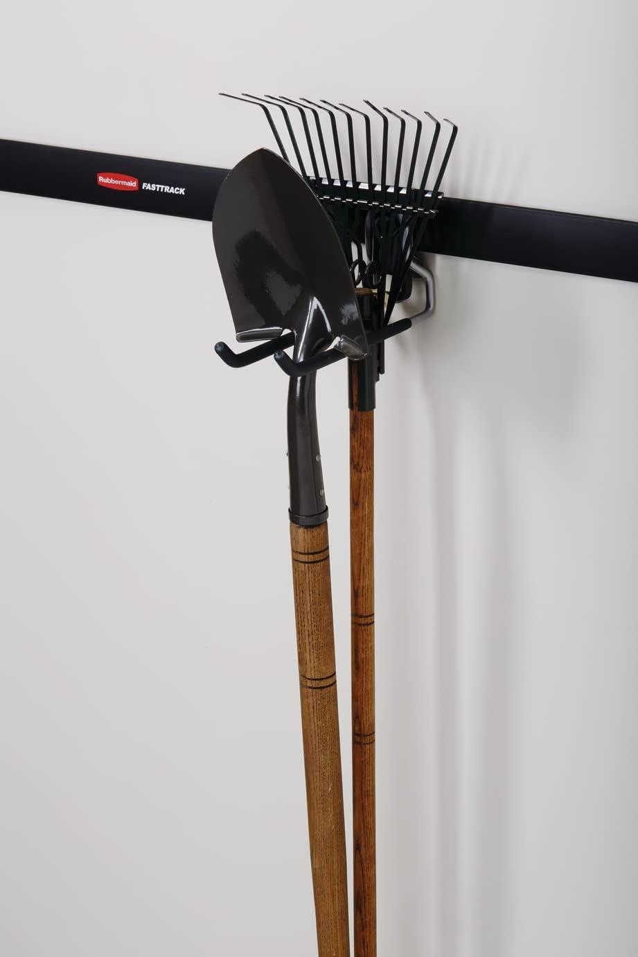 imageRubbermaid FastTrack 2Handle Hook S Hook Mounted Garage Storage and Space Saving Organization System Metallic PowderCoated Steeel for RakesBroomsToysLaddersIndividual