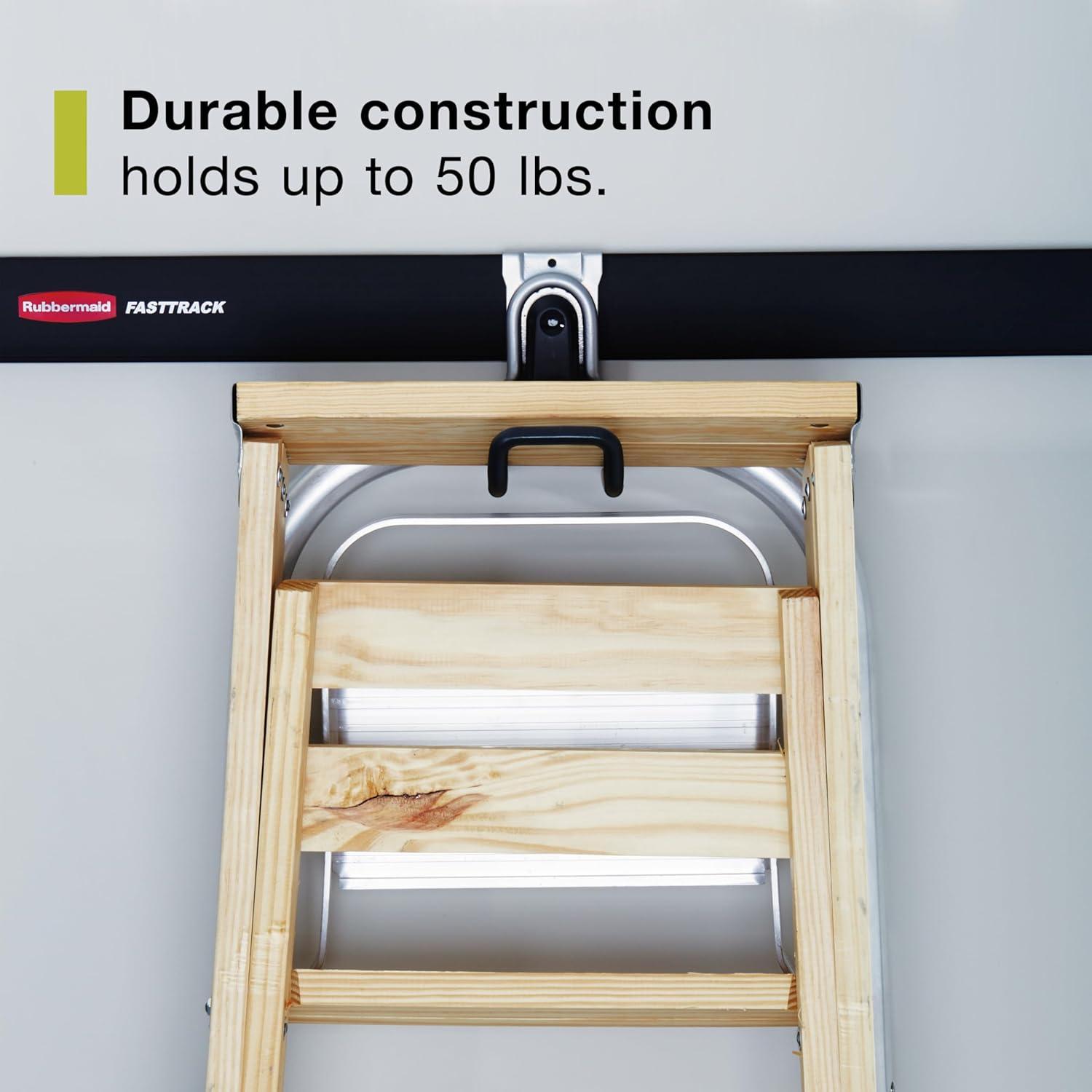 imageRubbermaid FastTrack 2Handle Hook S Hook Mounted Garage Storage and Space Saving Organization System Metallic PowderCoated Steeel for RakesBroomsToysLaddersIndividual