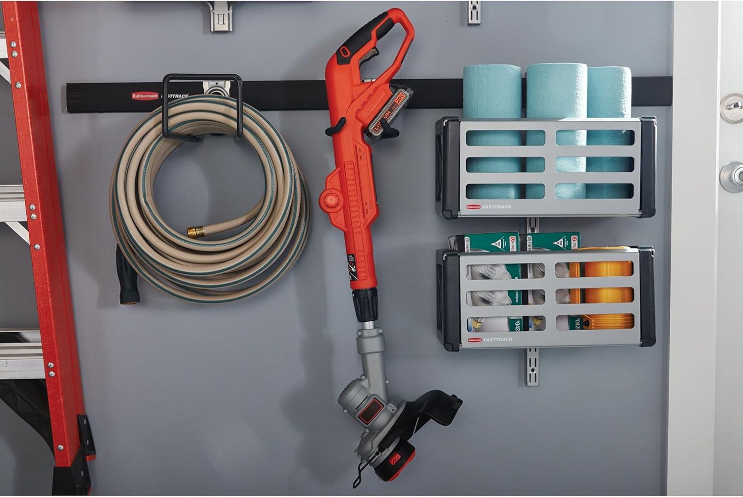 imageRubbermaid FastTrack 2Handle Hook S Hook Mounted Garage Storage and Space Saving Organization System Metallic PowderCoated Steeel for RakesBroomsToysLaddersIndividual