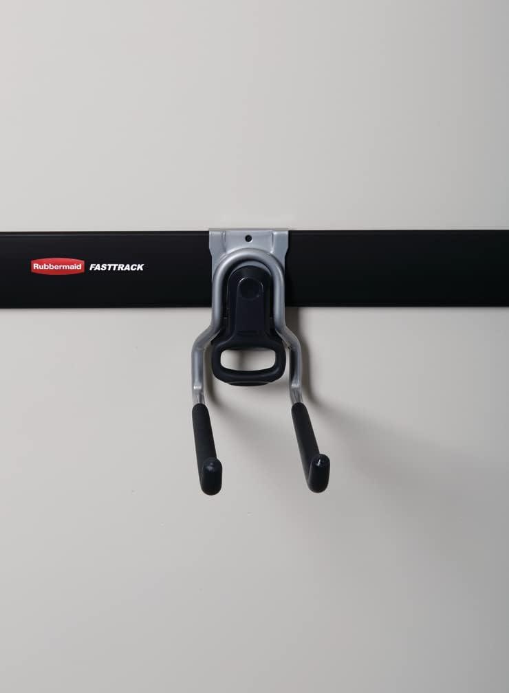 imageRubbermaid FastTrack 2Handle Hook S Hook Mounted Garage Storage and Space Saving Organization System Metallic PowderCoated Steeel for RakesBroomsToysLaddersIndividual