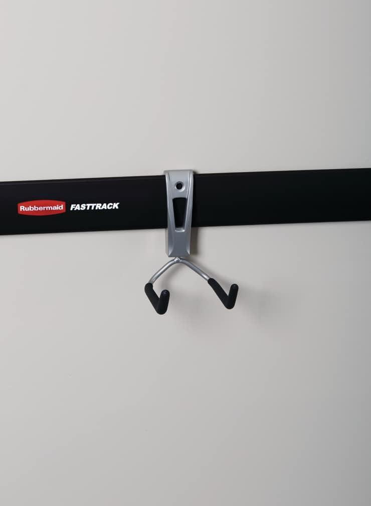 imageRubbermaid FastTrack 2Handle Hook S Hook Mounted Garage Storage and Space Saving Organization System Metallic PowderCoated Steeel for RakesBroomsToysLaddersIndividual
