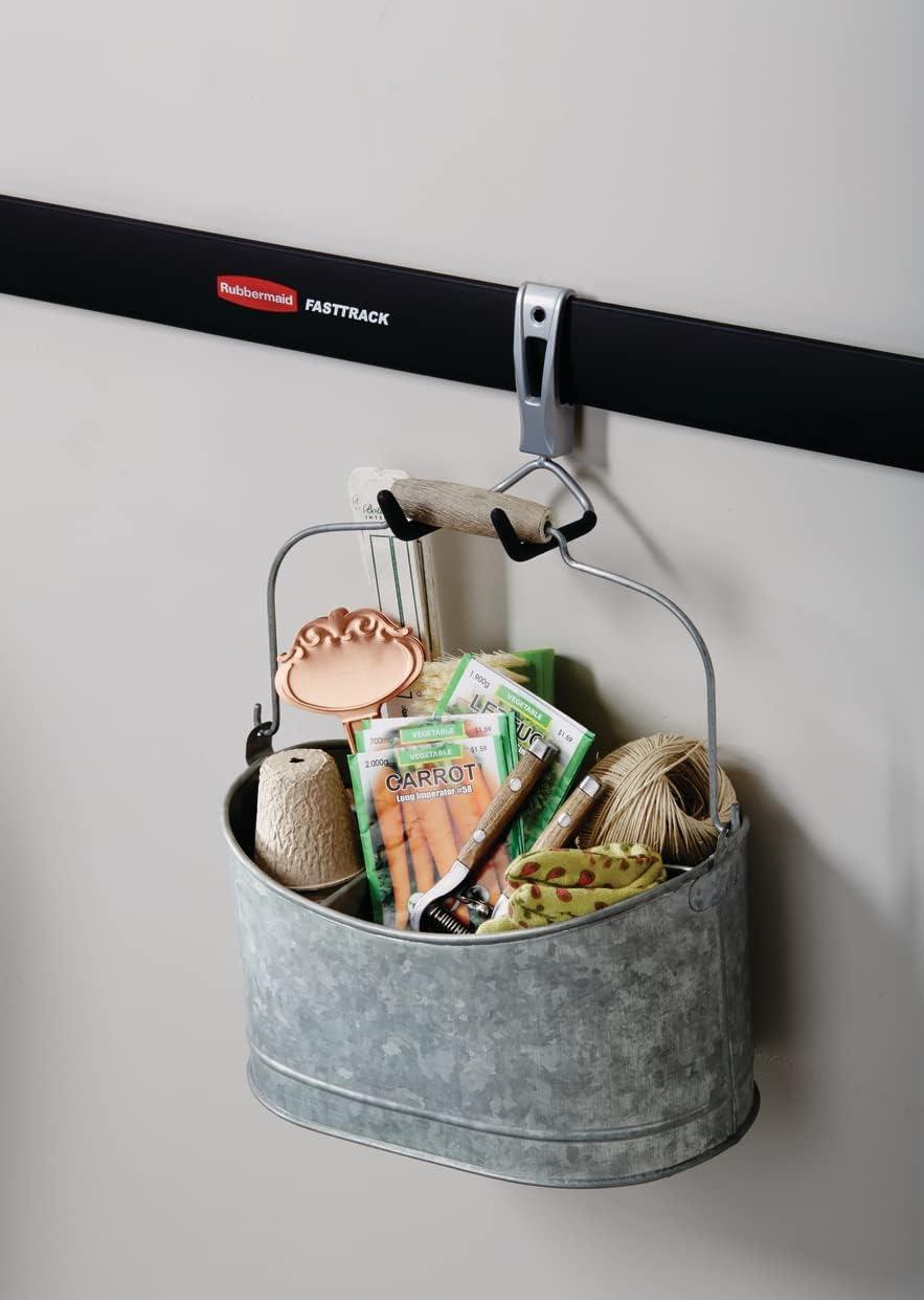 imageRubbermaid FastTrack 2Handle Hook S Hook Mounted Garage Storage and Space Saving Organization System Metallic PowderCoated Steeel for RakesBroomsToysLaddersIndividual