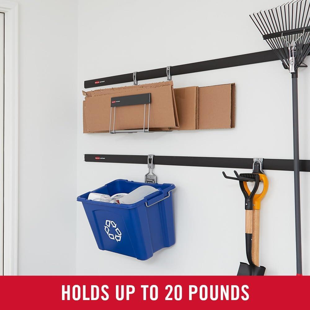 imageRubbermaid FastTrack 2Handle Hook S Hook Mounted Garage Storage and Space Saving Organization System Metallic PowderCoated Steeel for RakesBroomsToysLaddersIndividual