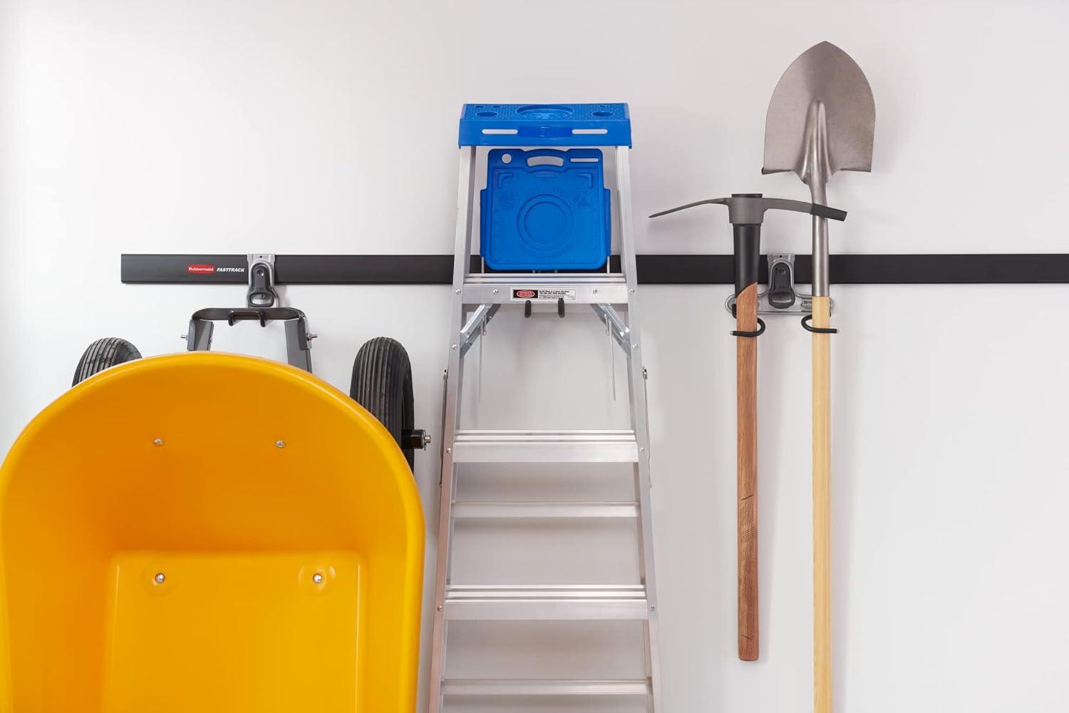 imageRubbermaid FastTrack 2Handle Hook S Hook Mounted Garage Storage and Space Saving Organization System Metallic PowderCoated Steeel for RakesBroomsToysLaddersIndividual