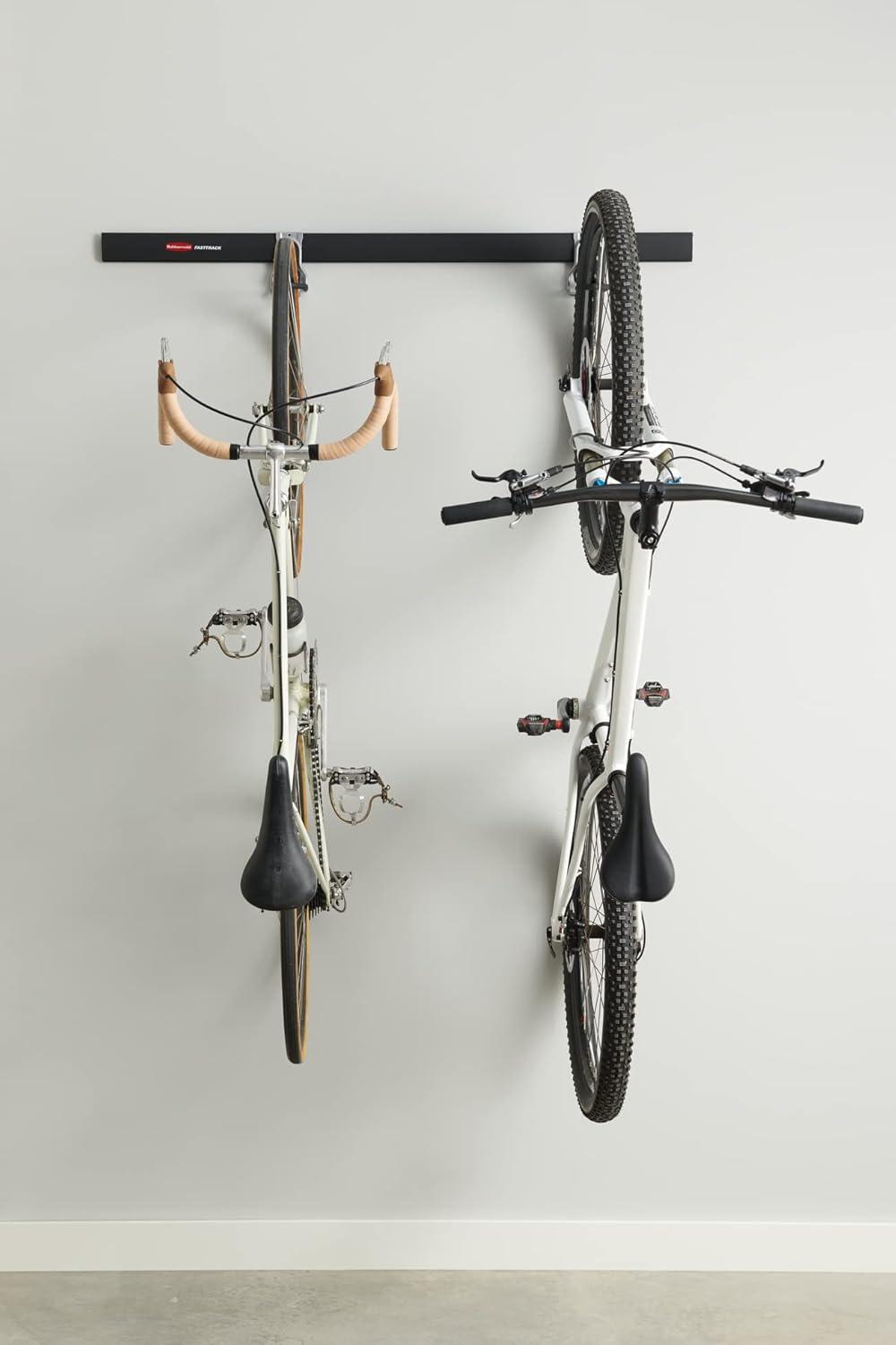 imageRubbermaid FastTrack Garage Storage Utility Hooks 5 Piece Black All in One Rail Hook Kit and Tool Organizer Heavy Duty for HomeGarageShedGarden1 Rail 2 Hooks