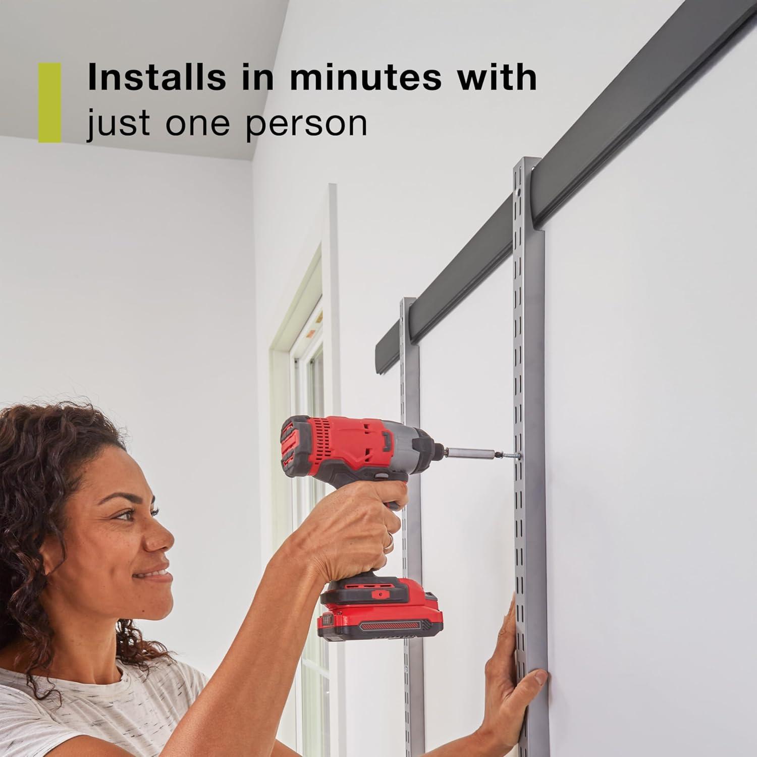 imageRubbermaid Fasttrack Rail Storage 48quotx16quot 3Shelf Kit 350 lbs Per Shelf for HomeGarageShedWorkshop Organization48 Shelf