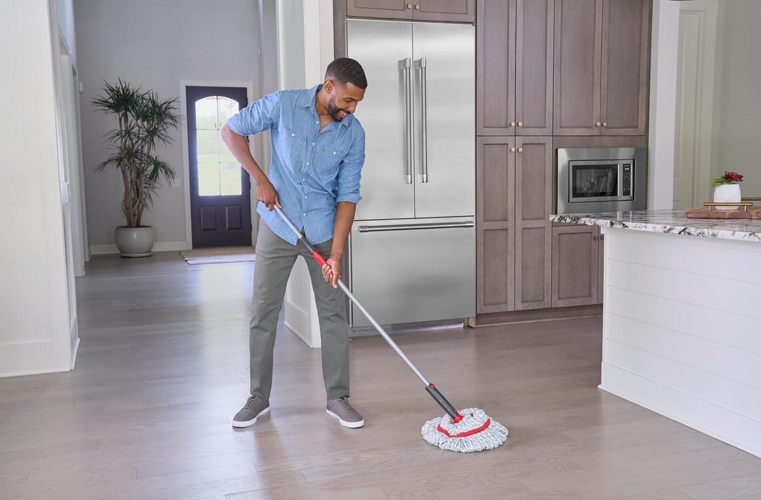 imageRubbermaid Microfiber Twist Mop Kit with 2 Refills Kit Machine Washable Builtin Wringer Lightweight Safe for All Floor Types Deep Cleaning for HomeBathroomGarageOfficeMicrofiber Twist Mop Collapsible