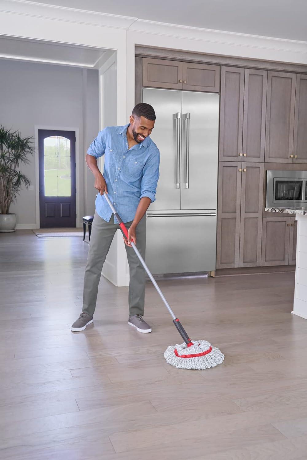 imageRubbermaid Microfiber Twist Mop Kit with 2 Refills Kit Machine Washable Builtin Wringer Lightweight Safe for All Floor Types Deep Cleaning for HomeBathroomGarageOfficeMicrofiber Twist Mop Collapsible