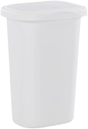 imageRubbermaid Spring Top Trash Can with Lid 13 Gallon Gray Plastic Garbage Bin for HomeKitchenOfficeGarageWhite