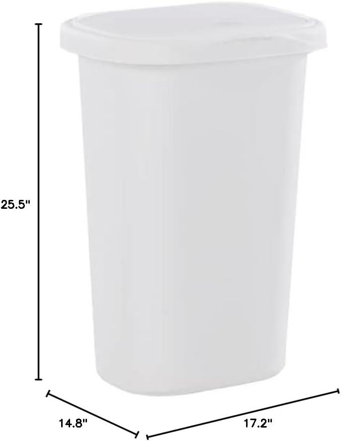 imageRubbermaid Spring Top Trash Can with Lid 13 Gallon Gray Plastic Garbage Bin for HomeKitchenOfficeGarageWhite