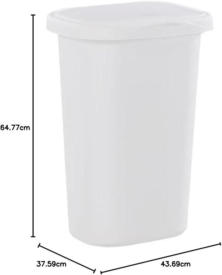 imageRubbermaid Spring Top Trash Can with Lid 13 Gallon Gray Plastic Garbage Bin for HomeKitchenOfficeGarageWhite