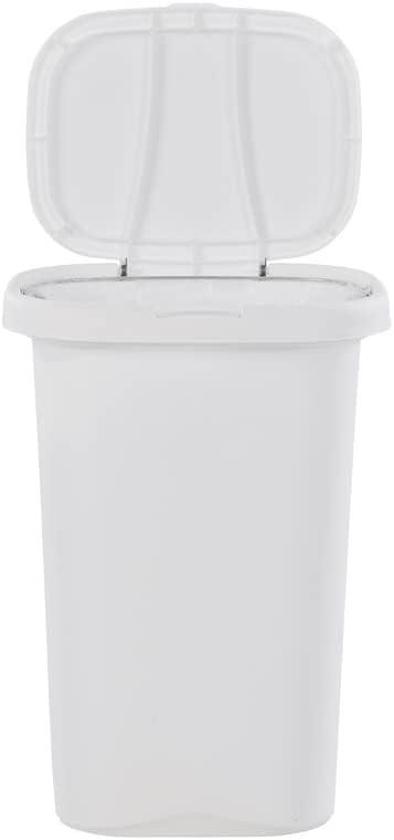 imageRubbermaid Spring Top Trash Can with Lid 13 Gallon Gray Plastic Garbage Bin for HomeKitchenOfficeGarageWhite
