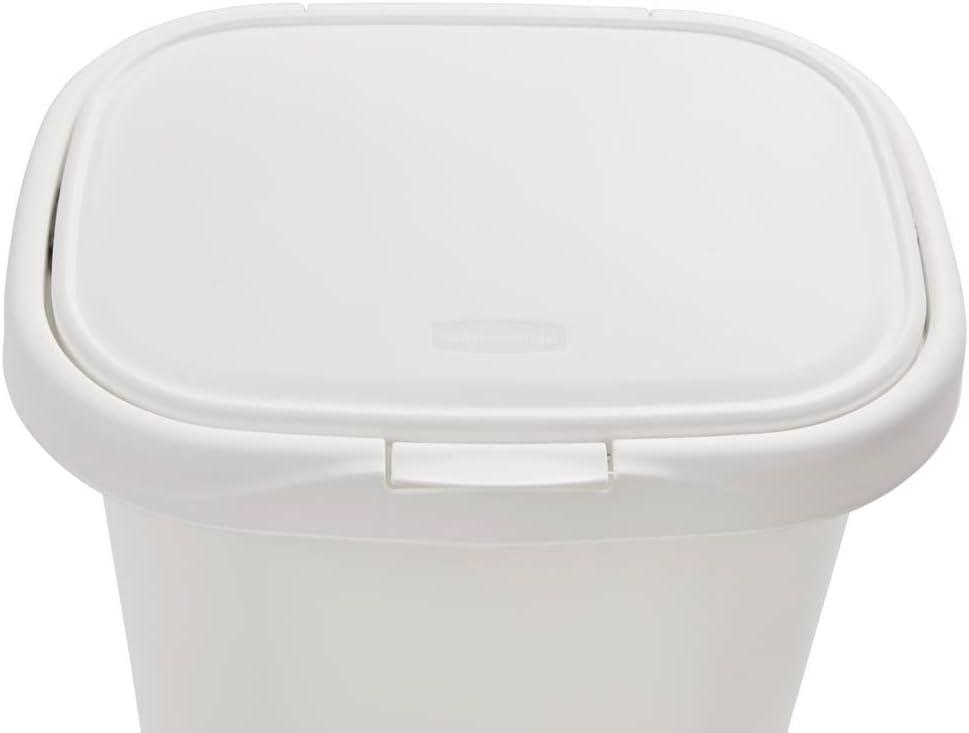 imageRubbermaid Spring Top Trash Can with Lid 13 Gallon Gray Plastic Garbage Bin for HomeKitchenOfficeGarageWhite