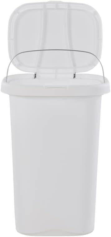 imageRubbermaid Spring Top Trash Can with Lid 13 Gallon Gray Plastic Garbage Bin for HomeKitchenOfficeGarageWhite