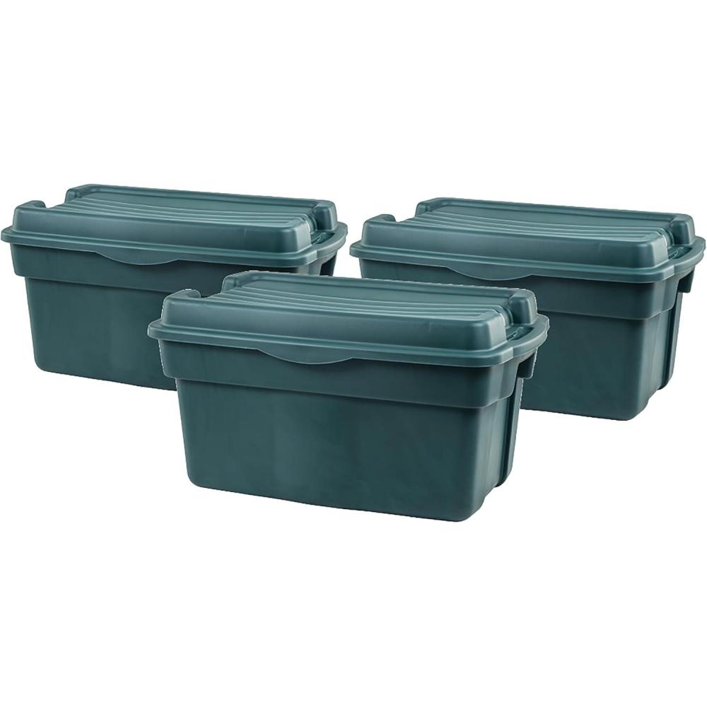 imageRubbermaid 3 Pack High Top Storage Containers for Garage and Home Use 37 Gallon28 Gal  3 Pack