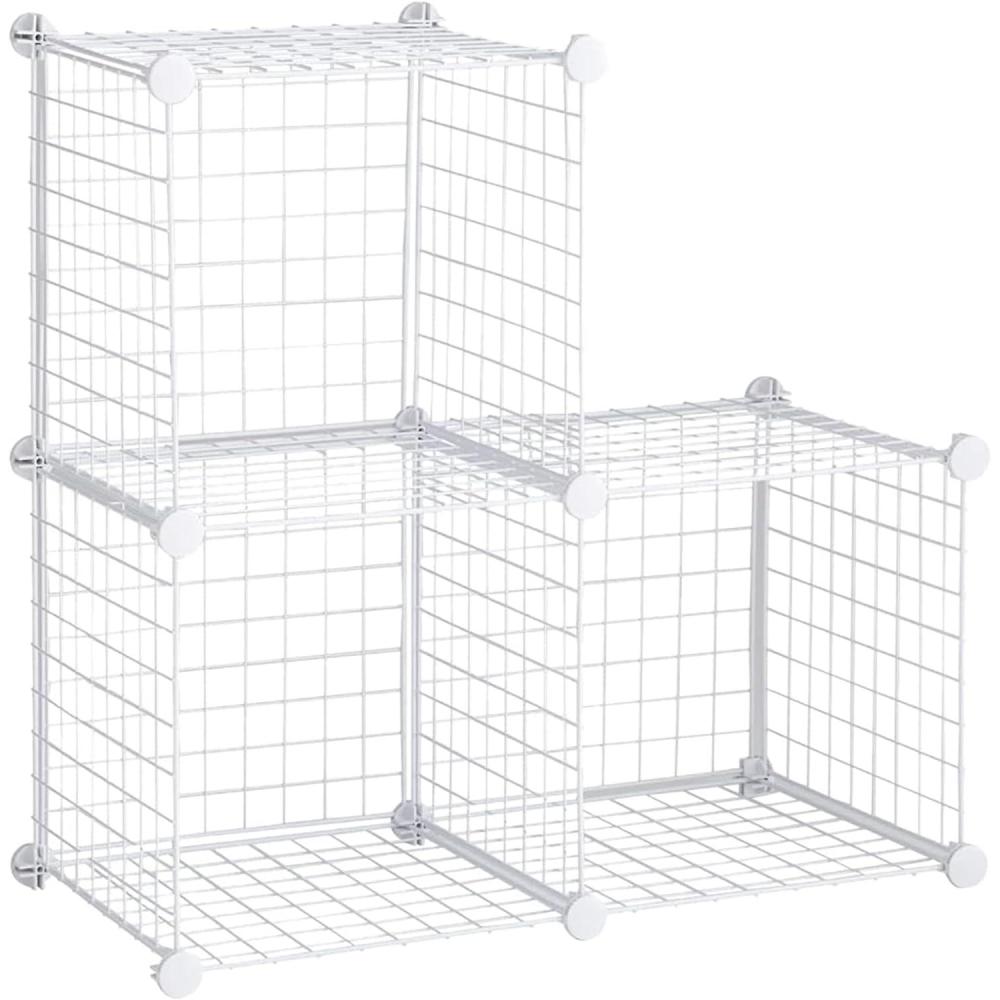 imageRubbermaid 3 Piece Storage Wire Stackable Cube Set Easy Assemble White for ClosetBookshelfToys MultiUse Home OrganizerStorage Cubes