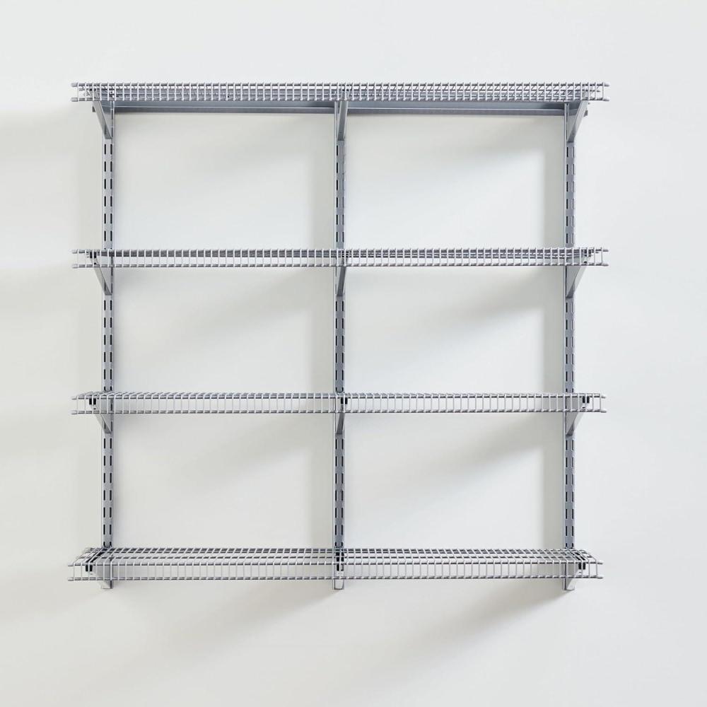 imageRubbermaid 36quot Pantry Organization Shelf System Direct Wall Mount 4 Shelves and Mounting Hardware Kit Included White Wire Shelving System for HomePantryClosetSatin Nickel