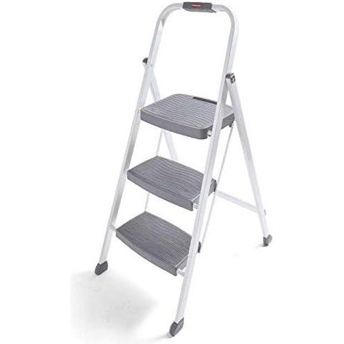 imageRubbermaid 3Step Steel Ladder Folding Step Stool with Hand Grip and NonSlip Feet White Tested to ANSI US Safety Standards No Assembly Required Amazon ExclusiveWhite Finish