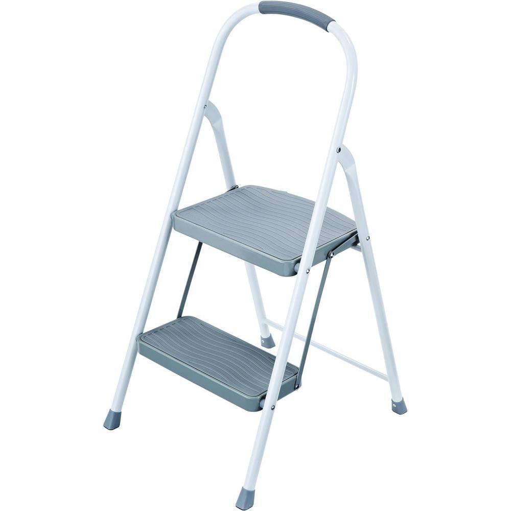 imageRubbermaid 3Step Steel Ladder with Project Tray Folding Step Stool with Hand Grip and NonSlip Feet White Tested to ANSI US Safety Standards No Assembly Required Amazon Exclusive2Step