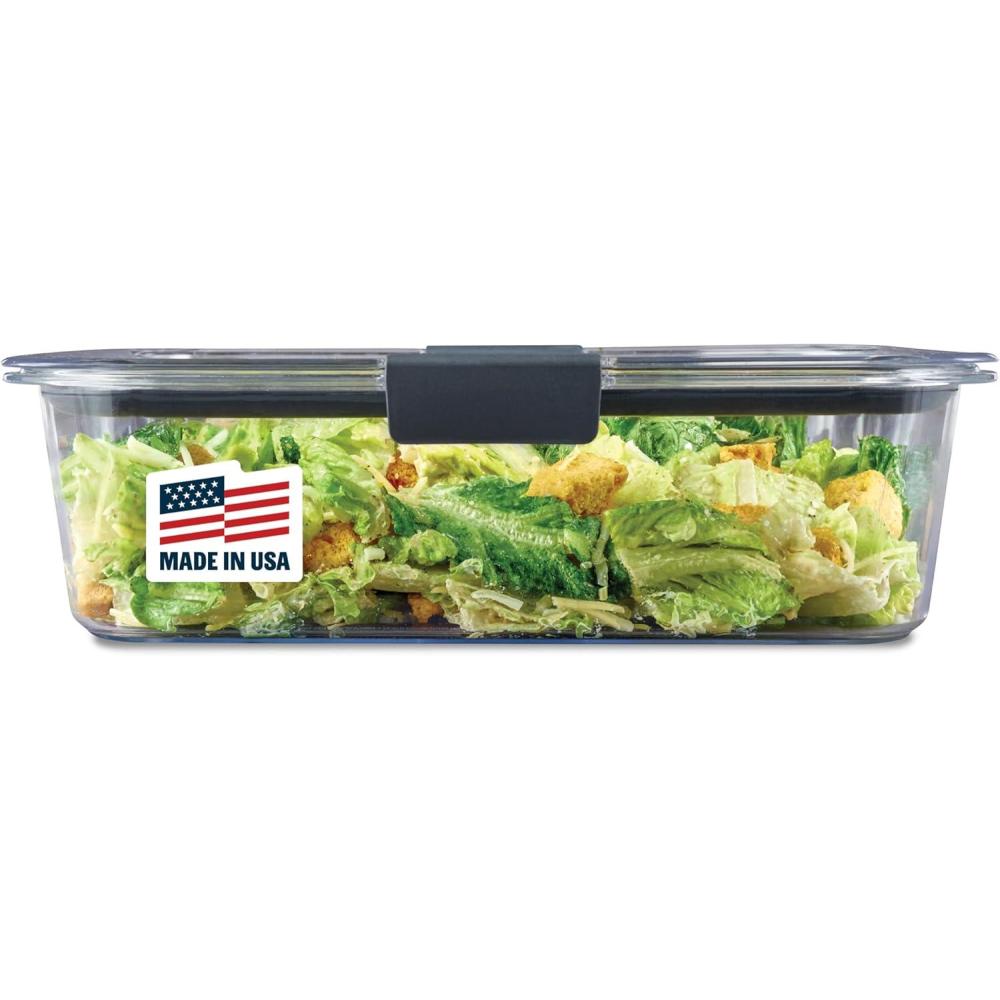 imageRubbermaid Brilliance BPAFree Food Storage Containers Medium Deep 47 Cup 2Pack Airtight ampamp LeakProof Microwave ampamp Dishwasher Safe96 Cup Container