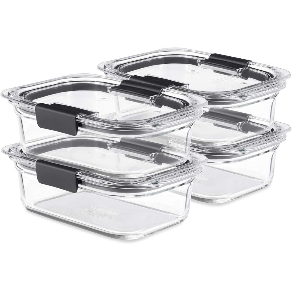 imageRubbermaid Brilliance Glass Round LeakProof 6Piece Set Food Storage Containers Food Containers with Lids Meal Prep ContainersSet of 4 32 Cup Containers
