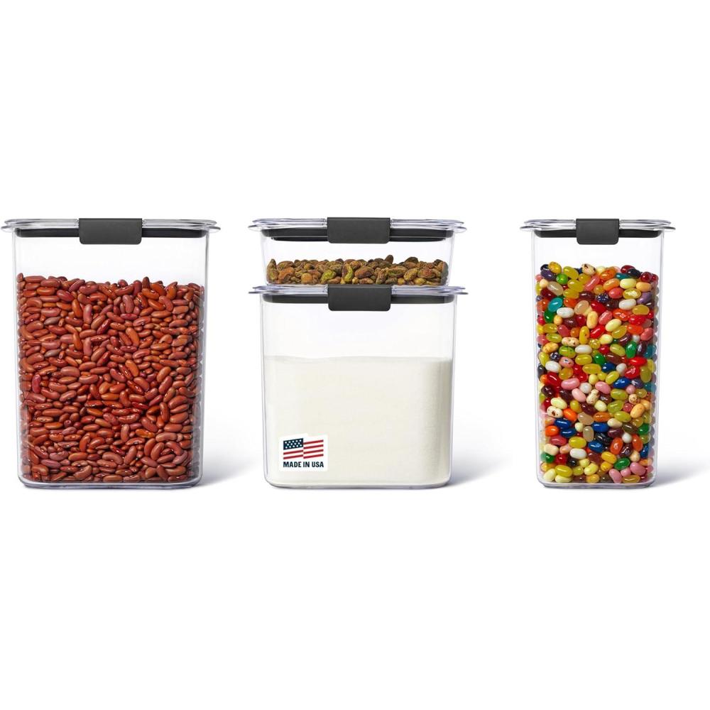 imageRubbermaid Brilliance Pantry 10 Piece Set Clear and Airtight Food and Pantry Storage ContainersSet of 4 Assorted Containers