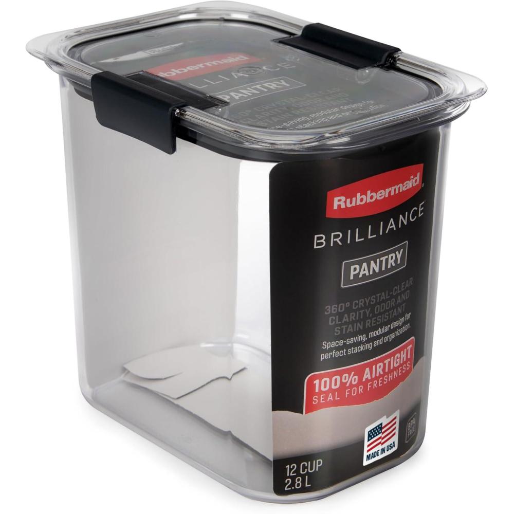 imageRubbermaid Brilliance Pantry Airtight Food Storage Container BPAFree 78 Cup Ideal for Brown Sugar  Efficient LeakProof and Dishwashersafe12Cup