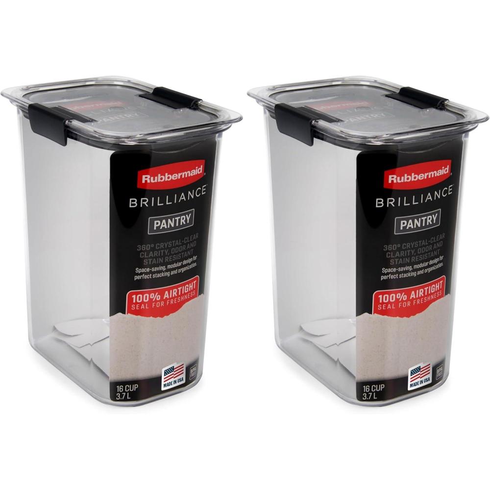 imageRubbermaid Brilliance Pantry Airtight Food Storage Container BPAFree 78 Cup Ideal for Brown Sugar  Efficient LeakProof and Dishwashersafe16Cup Pack of 2
