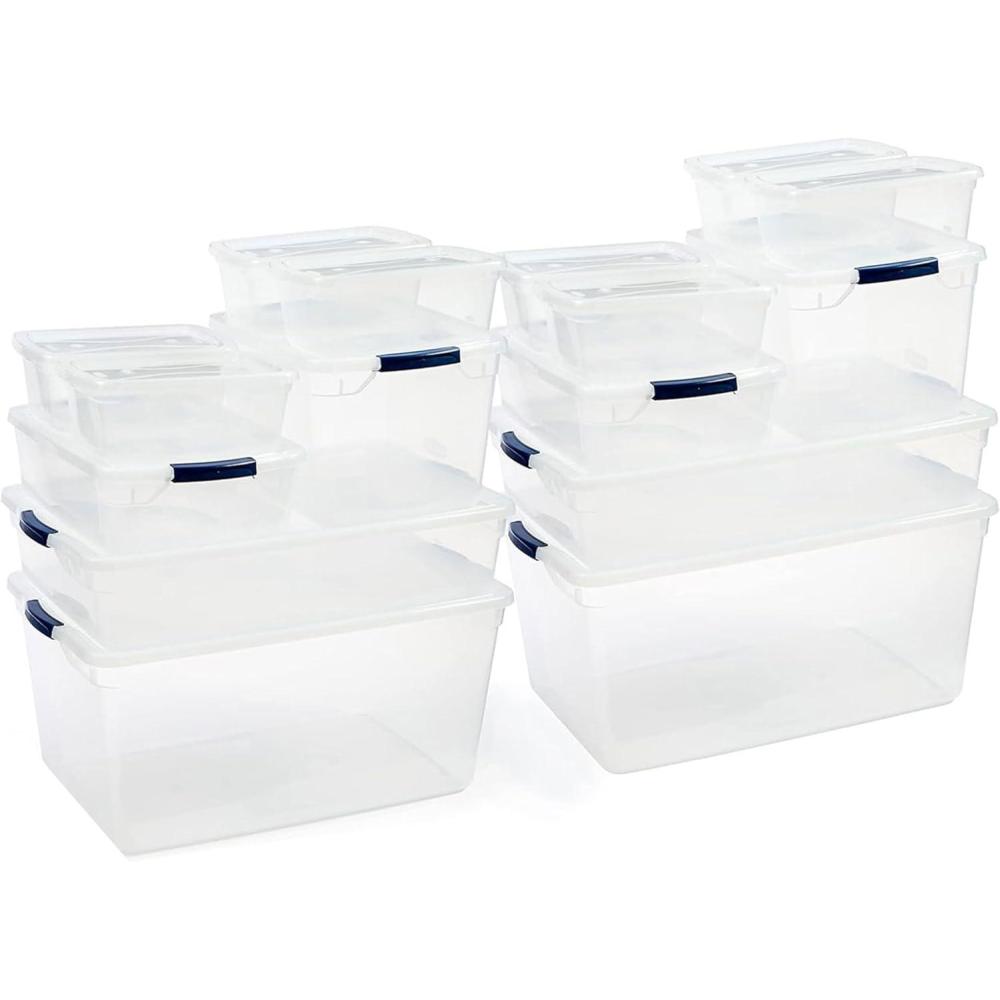 imageRubbermaid Cleverstore 6 Qt Clear Storage Bins with Lids 12Pack Stackable BPAFree Made in USAVariety  16 Pack