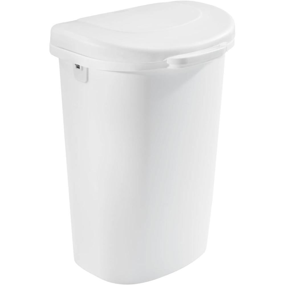 imageRubbermaid Commercial Products Touch Top Trash CanWastebasket with Lid 13Gallon Small Black Garbage Bin for HomeKitchenBathroomBedroomOfficeWhite