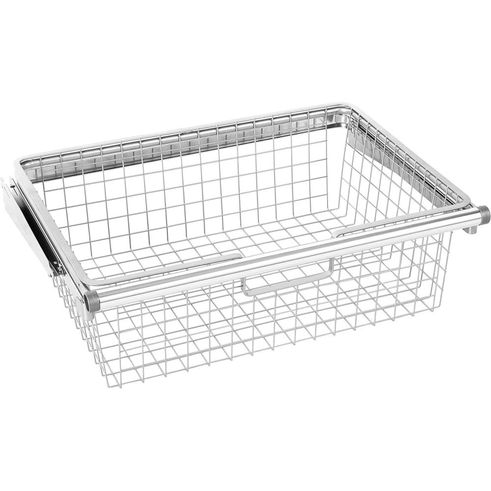 imageRubbermaid Configurations Sliding Basket for Closet Drawer Organization Titanium Sturdy Slide Out Basket for HomeLaundryBathroomMudroomPantryLinen ClosetTitanium