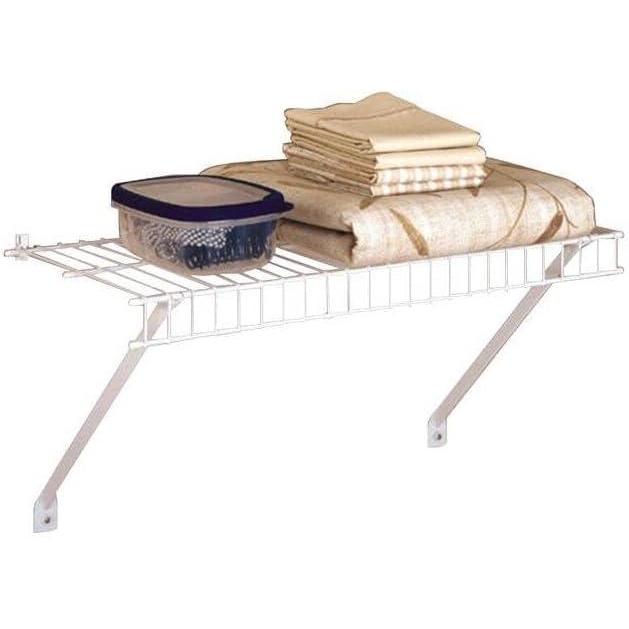 imageRubbermaid Direct Wall Shelf 3 Ft Wide Mounting Hardware Kit Included White Wire Shelving Organizer System for HomeLaundryBathroomMudroomPantryLinen Closet 3 Length2 Length